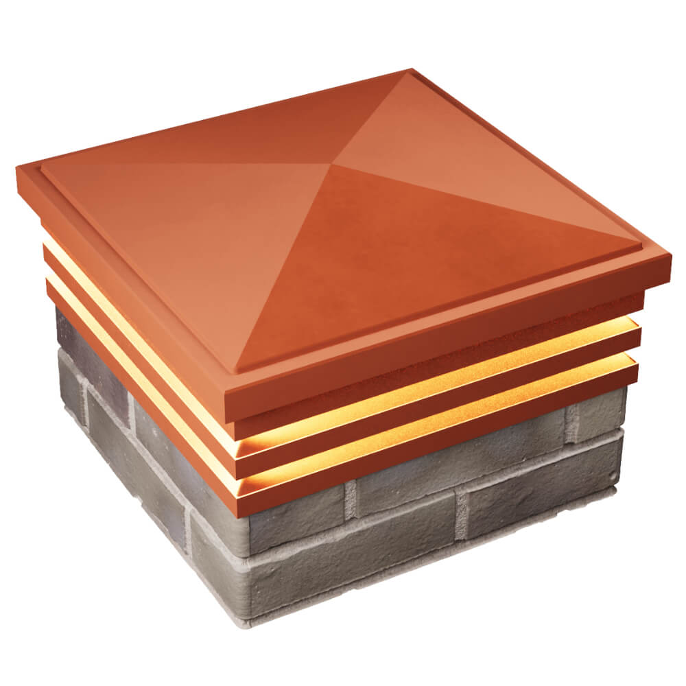 Колпак Zking Бона ХайТек Красный на столб 1.5х1.5 кирпича (385х385мм) с подсветкой в Жуковском фото