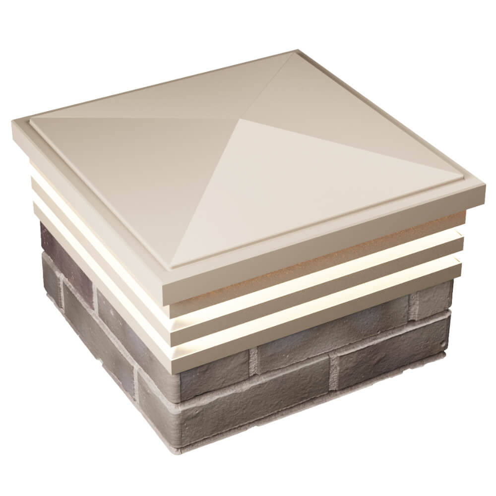 Колпак Zking Бона ХайТек Бежевый на столб 1.5х1.5 кирпича (385х385мм) с подсветкой в Жуковском фото