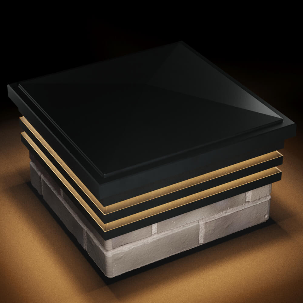 Колпак Zking Бона ХайТек Черный на столб 1.5х1.5 кирпича (385х385мм) с подсветкой в Жуковском фото