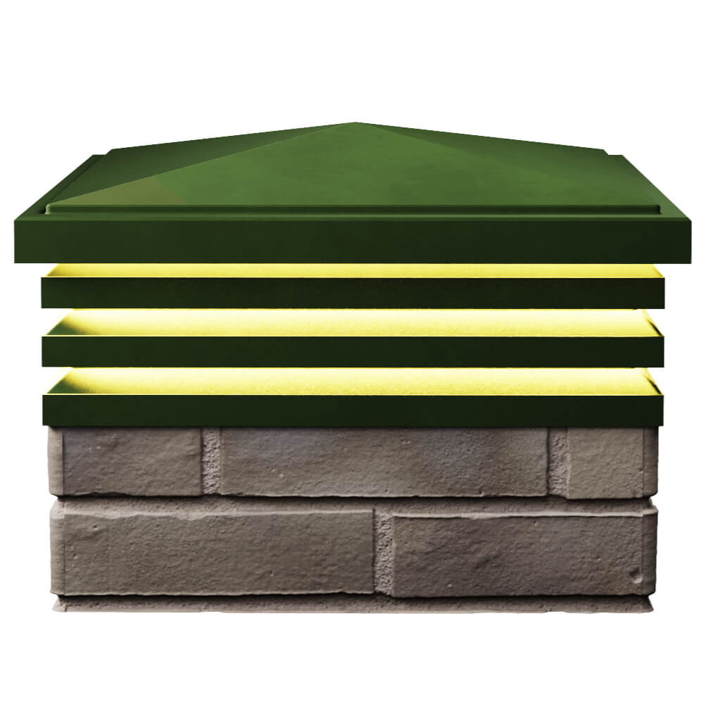 Колпак Zking Бона ХайТек Зеленый на столб 1.5х1.5 кирпича (385х385мм) с подсветкой в Жуковском фото