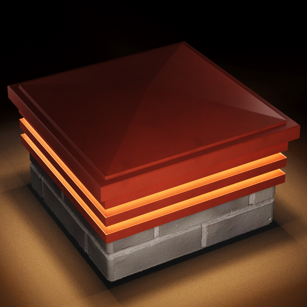 Колпак Zking Бона ХайТек Красный на столб 1.5х1.5 кирпича (385х385мм) с подсветкой в Жуковском фото