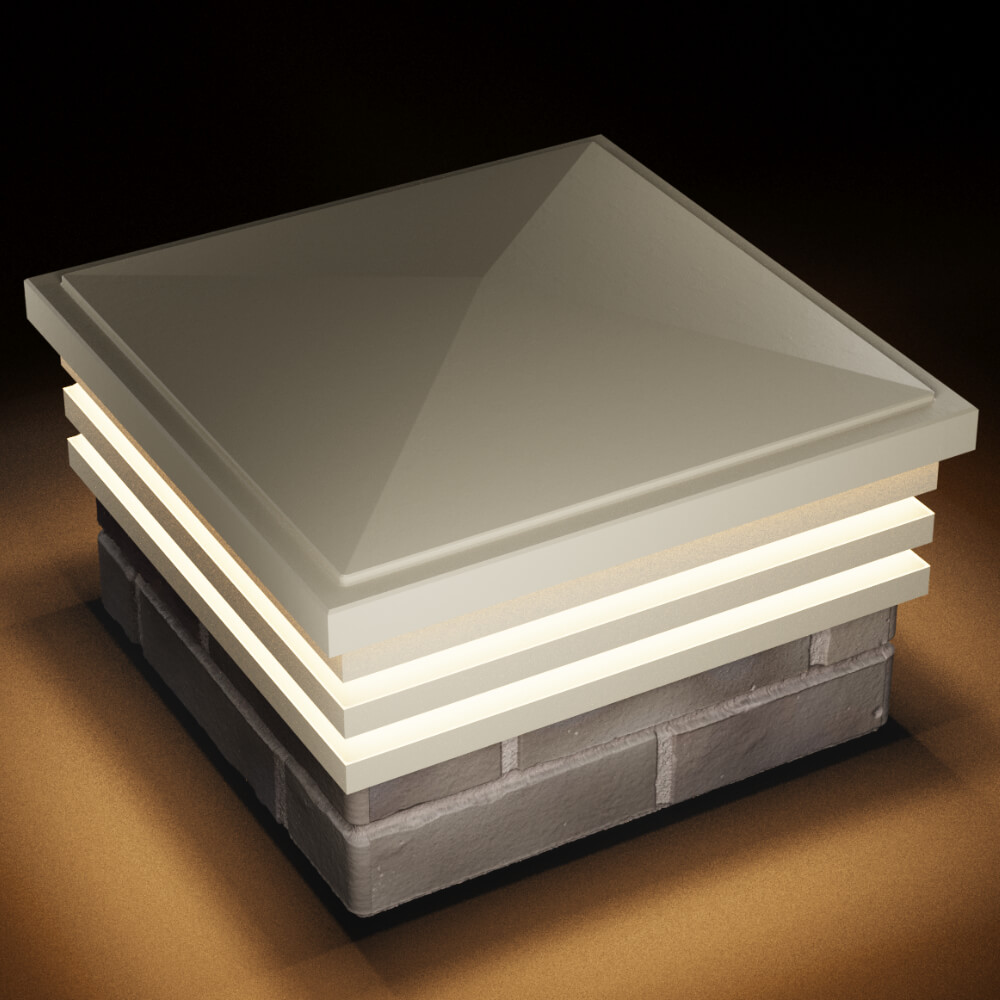 Колпак Zking Бона ХайТек Бежевый на столб 1.5х1.5 кирпича (385х385мм) с подсветкой в Жуковском фото