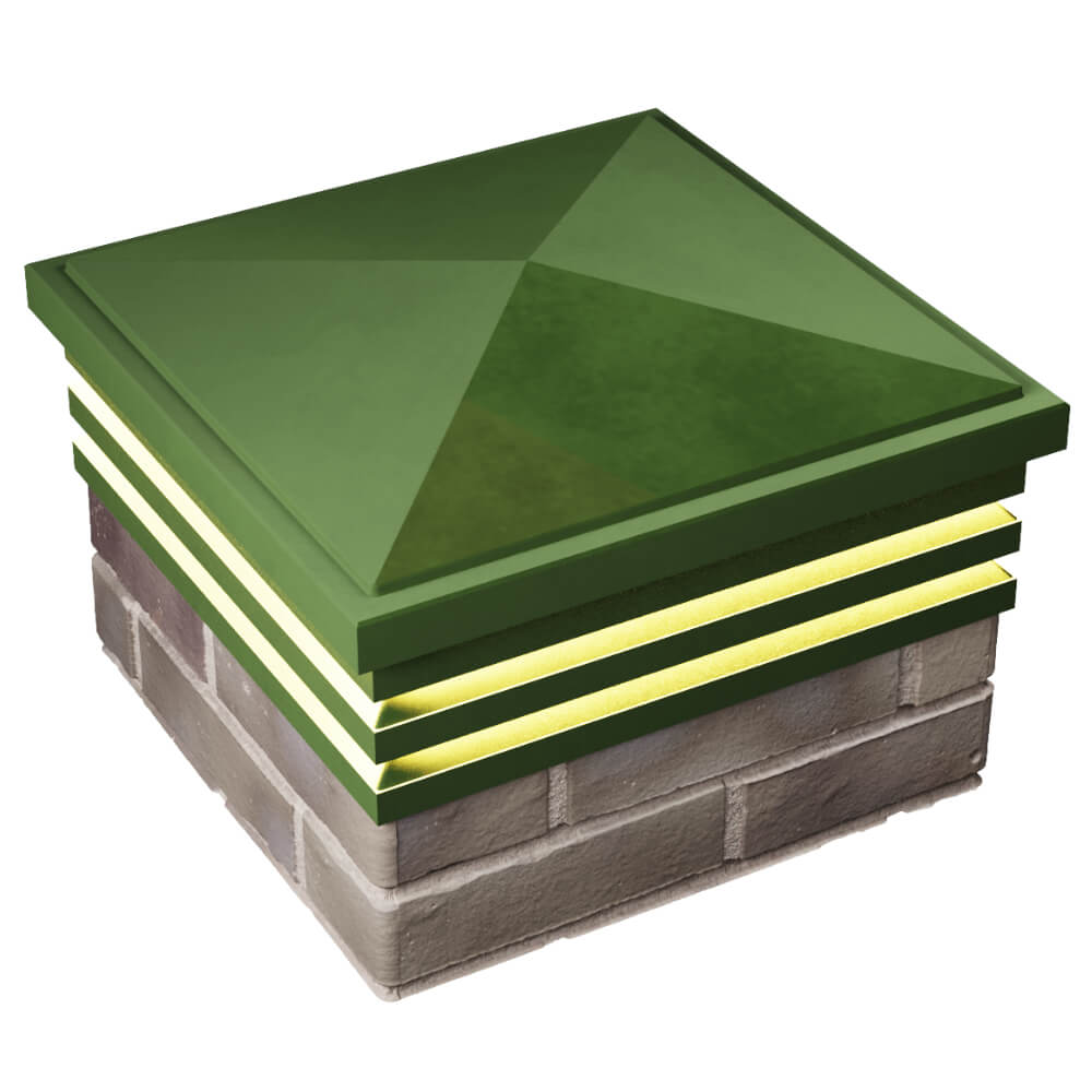 Колпак Zking Бона ХайТек Зеленый на столб 1.5х1.5 кирпича (385х385мм) с подсветкой в Жуковском фото