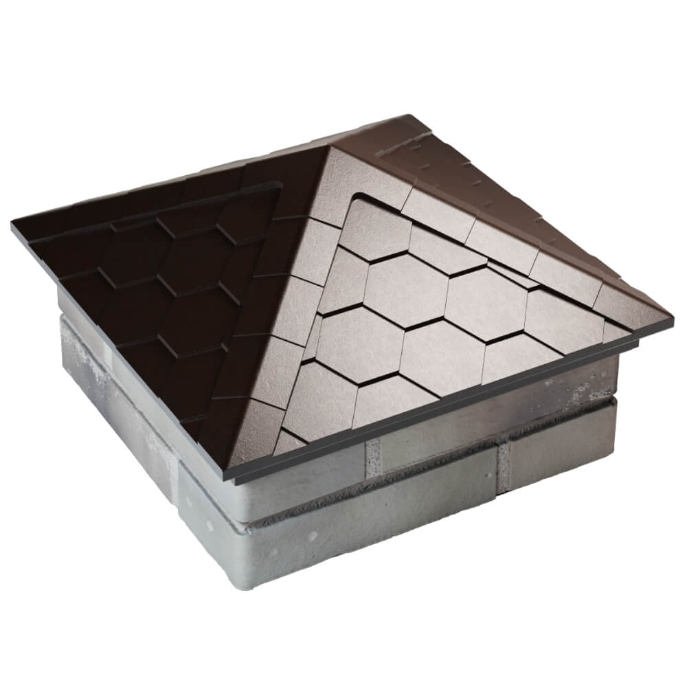 Колпак Zking Эверест Коричневый на столб 1.5х1.5 кирпича (390х390мм) в Жуковском фото