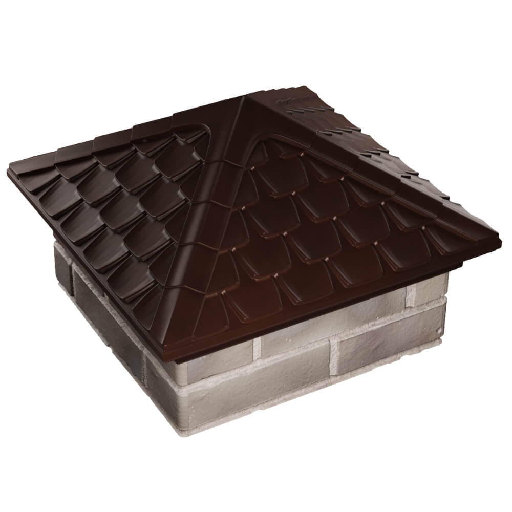 Колпак Zking Эльбрус Коричневый на столб 1.5х1.5 кирпича (385х385мм) в Жуковском фото