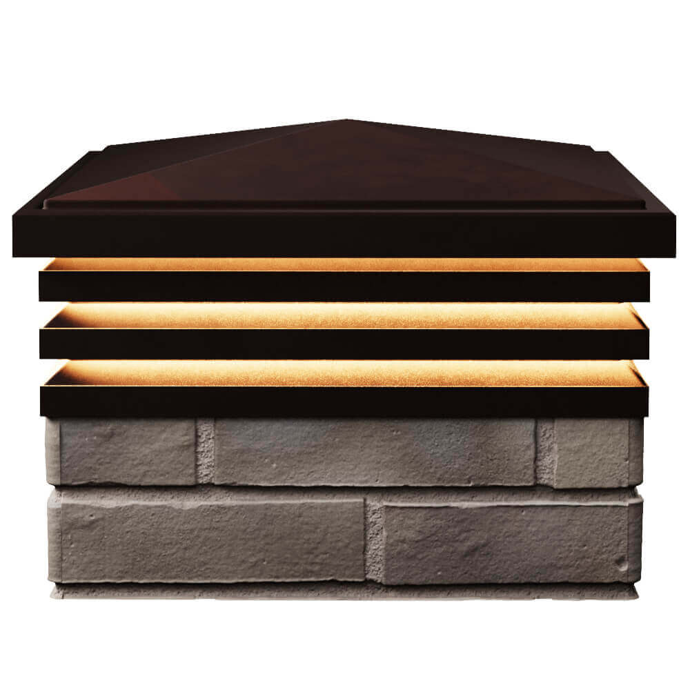 Колпак Zking Бона ХайТек Коричневый на столб 1.5х1.5 кирпича (385х385мм) с подсветкой в Жуковском фото